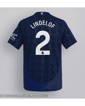 Manchester United Victor Lindelof #2 Maglia Gara Trasferta Repliche 2024-25 Maniche Corte